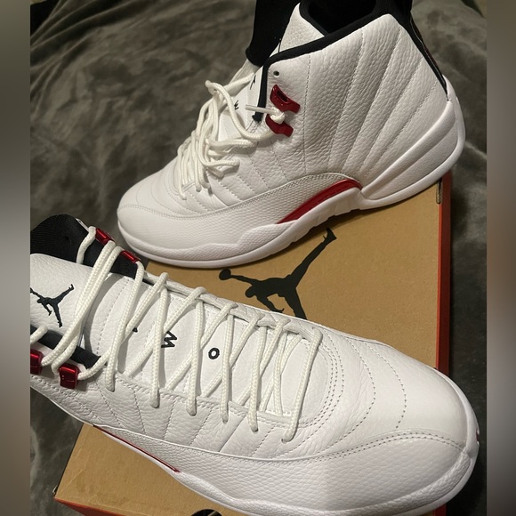 Jordan 12 Retro White/Blk Univers Red. Brand new (never worn) size 12